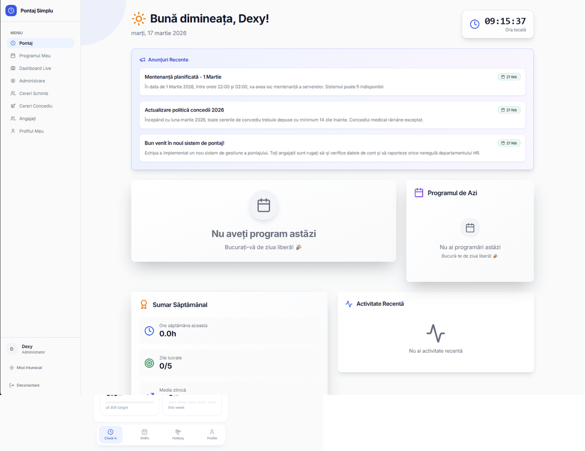 PontajPRO - Screenshot 1